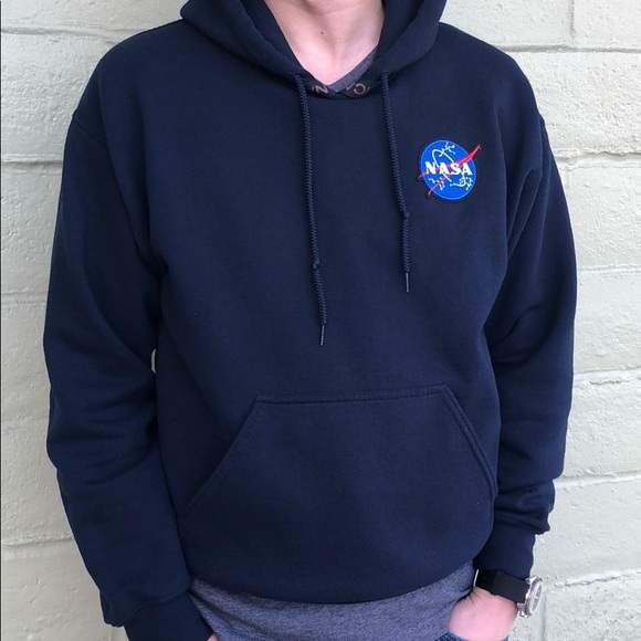 Navy Hoodie with Nasa Patch M - Picture 2 of 8